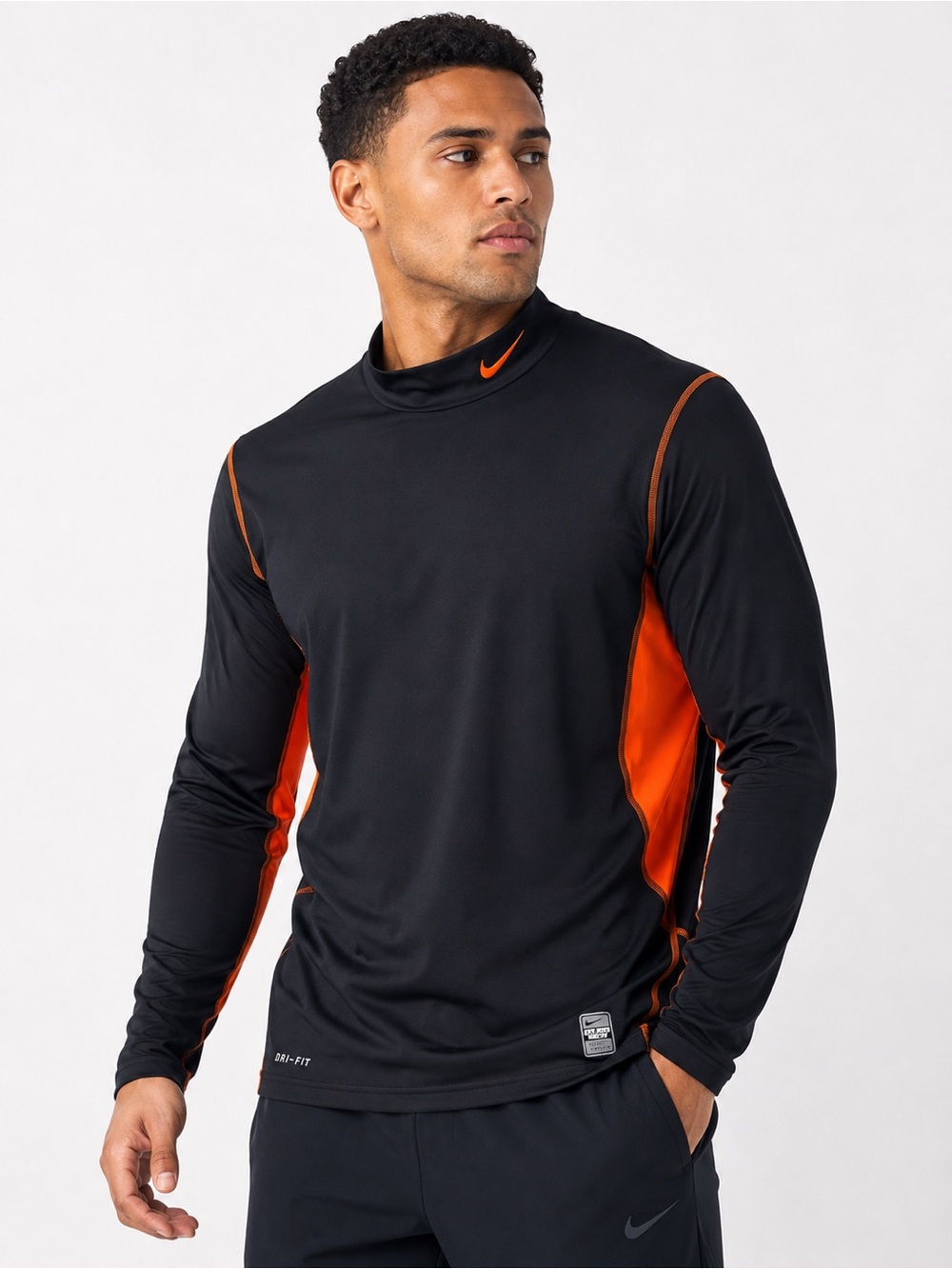 Nike Pro Combat long-sleeve navy blue mock neck shirt